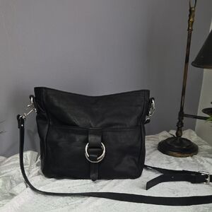 Pulicati Black Leather Crossbody Bag
